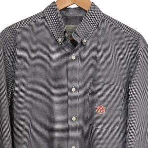 Campus Specialties Auburn Tigers Navy & White Gingham Button-down Shirt Sz Large